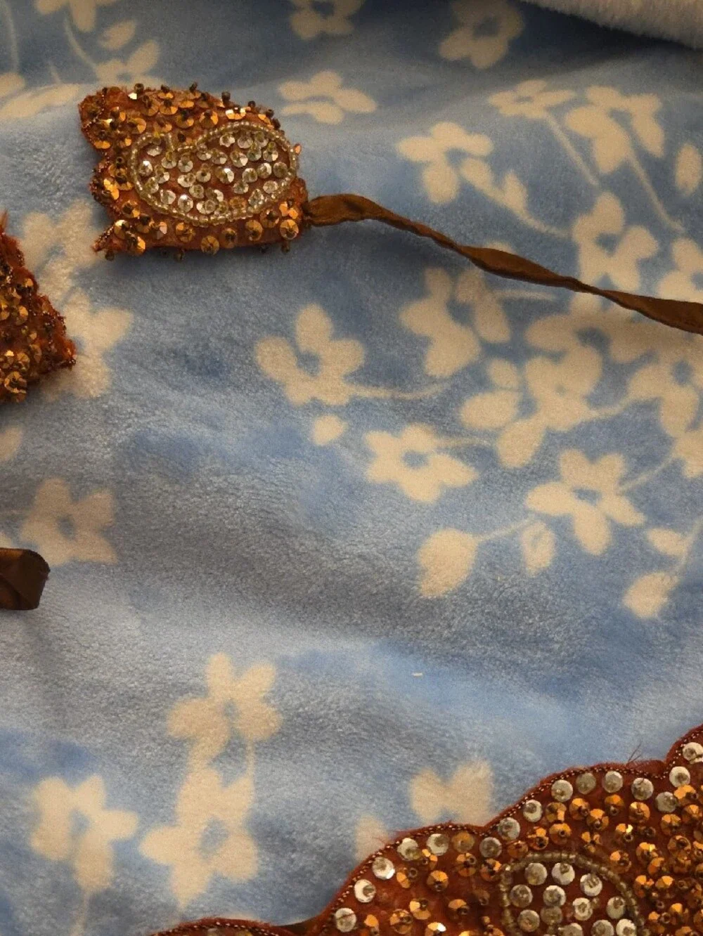 Embellished Bronze Sequin Belt with Tie Closure